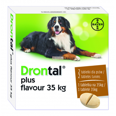 BAYER DRONTAL PLUS FLAVOUR 35 kg 525 mg + 504 mg + 175 mg PUDELKO - 2 TABL.